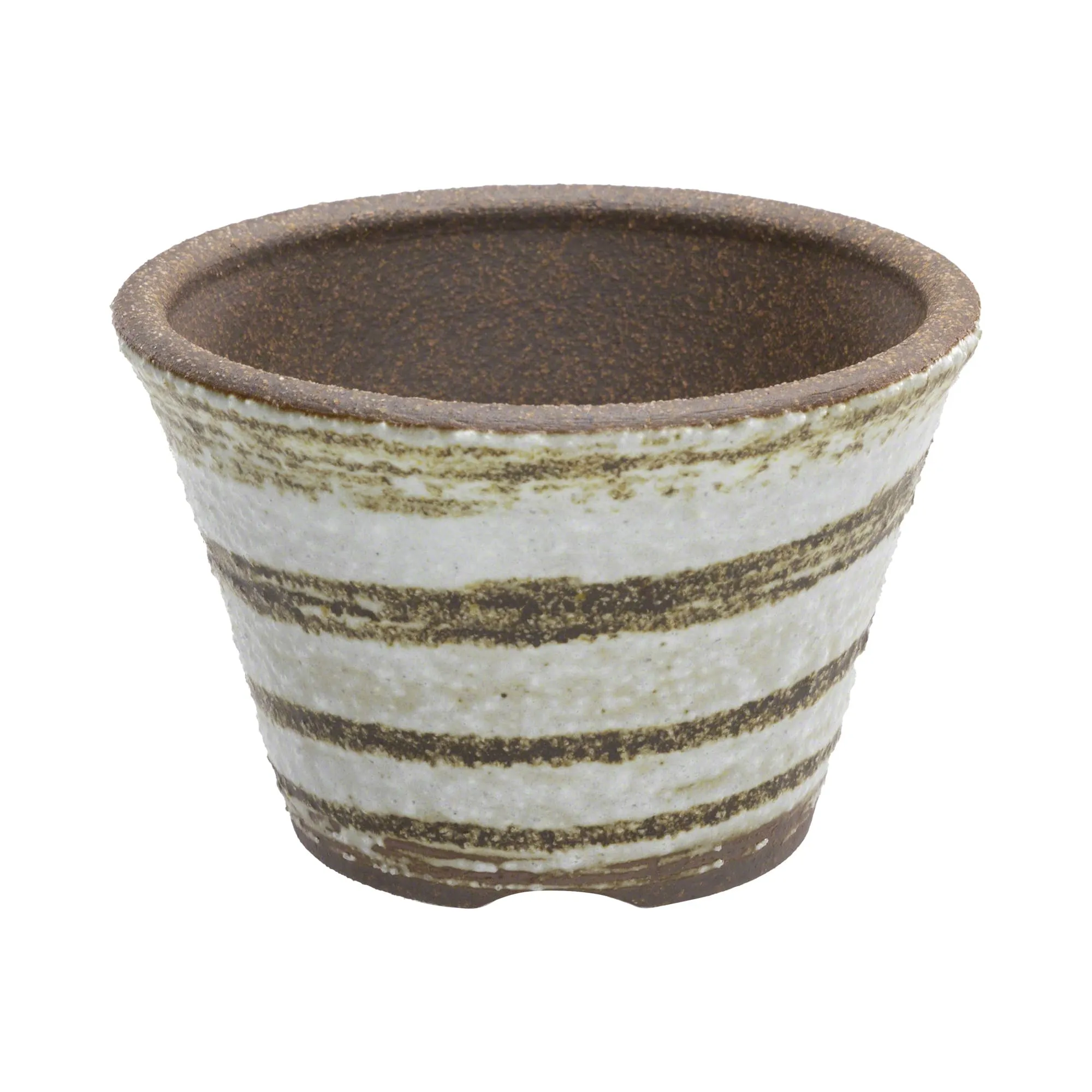 [ Banko Series ] Small Rounded Bonsai Pot 4.3 (110mm)– Brush White