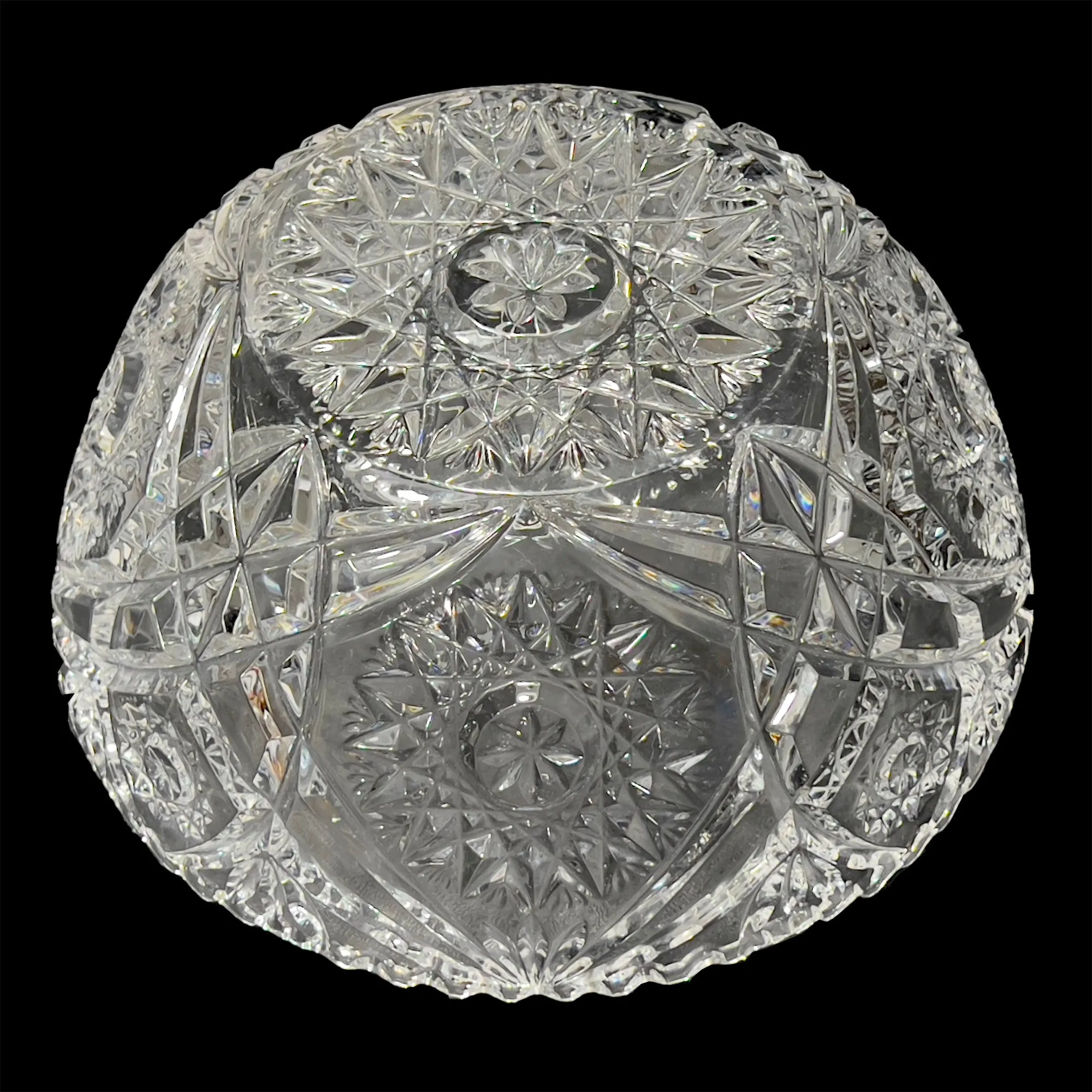 10" Lead Crystal Serving Bowl, Hobstars, Sawtooth Edge by Beyer Bleikristall