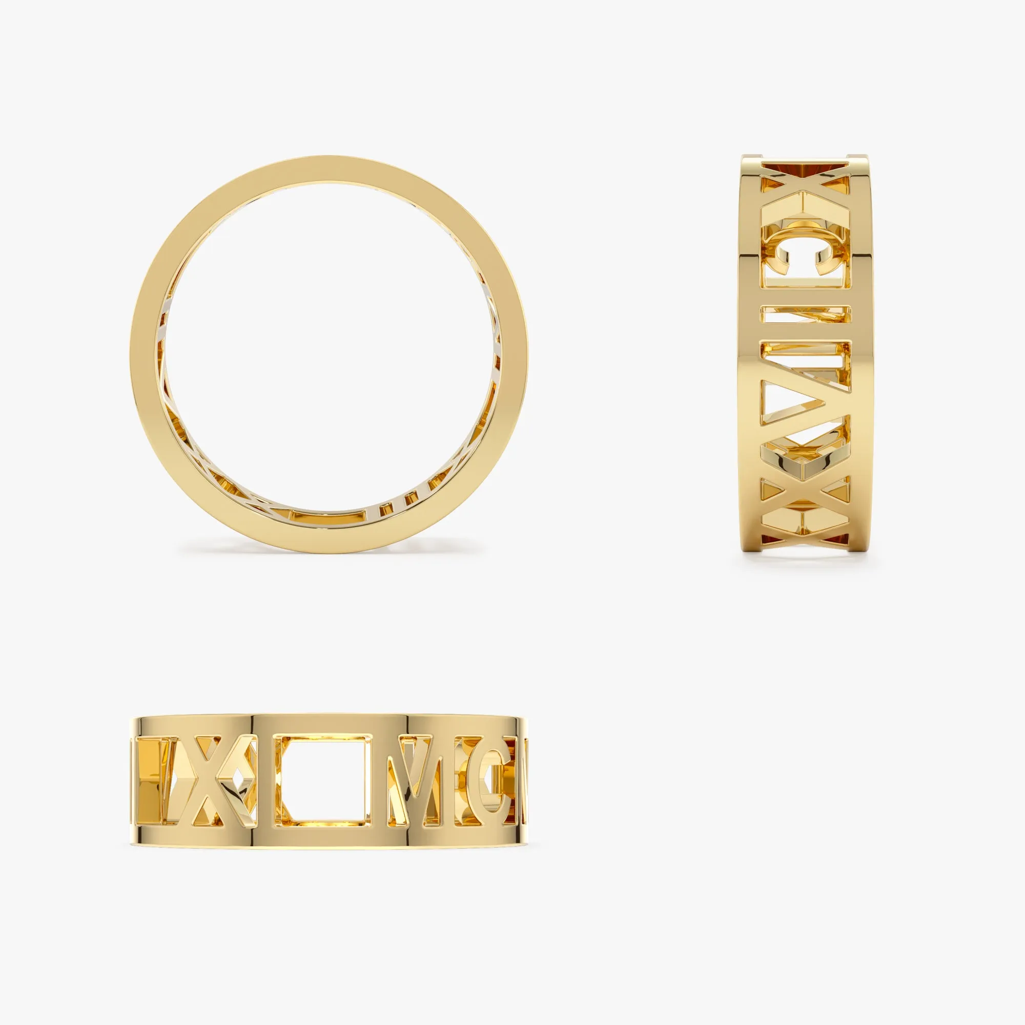 14K Gold Personalized Roman Numeral Ring