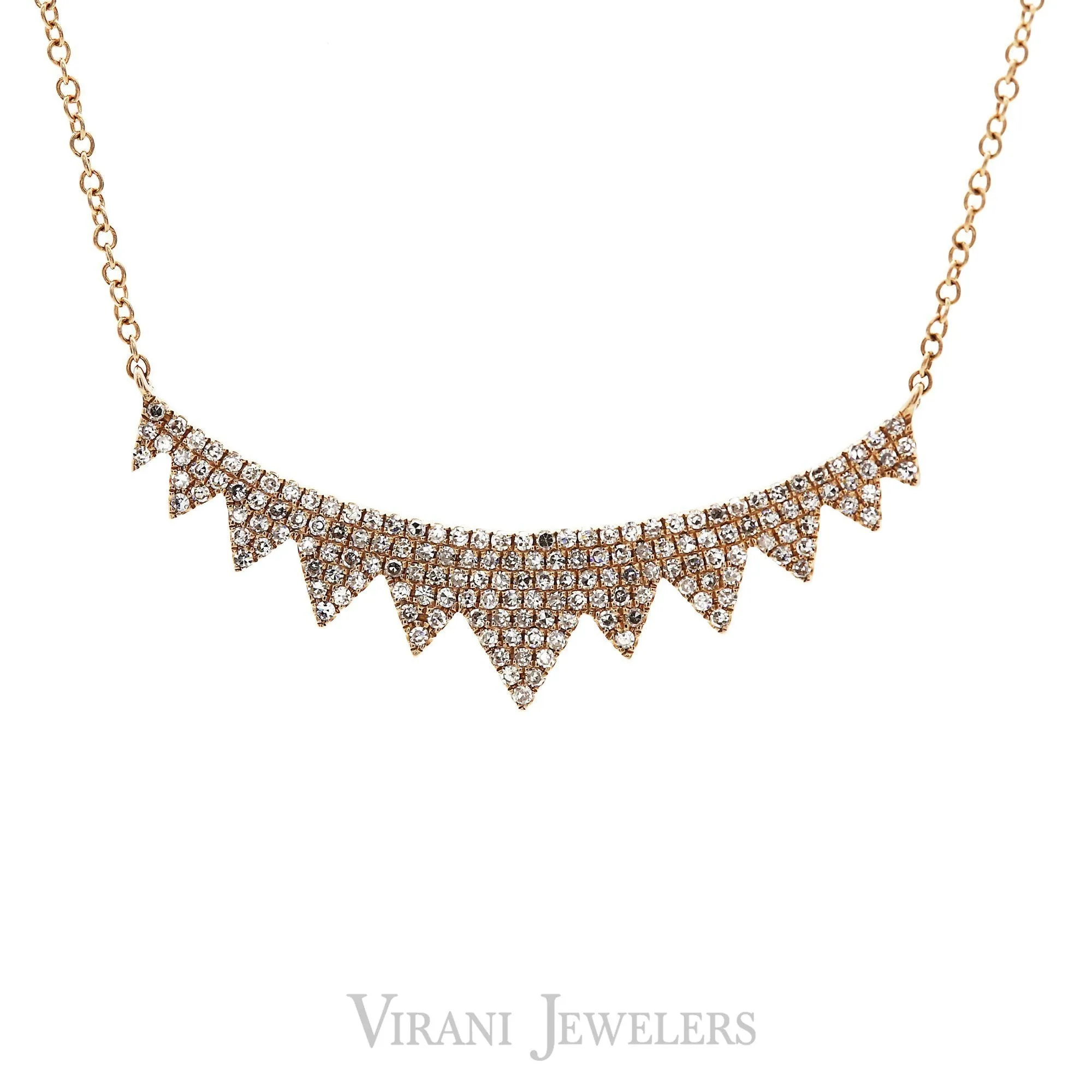 14K Rose Gold Diamond Necklace W/ 0.45ct Pave Diamonds