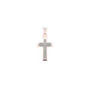 2-Row Diamond Convex Cross Pendant (14K)