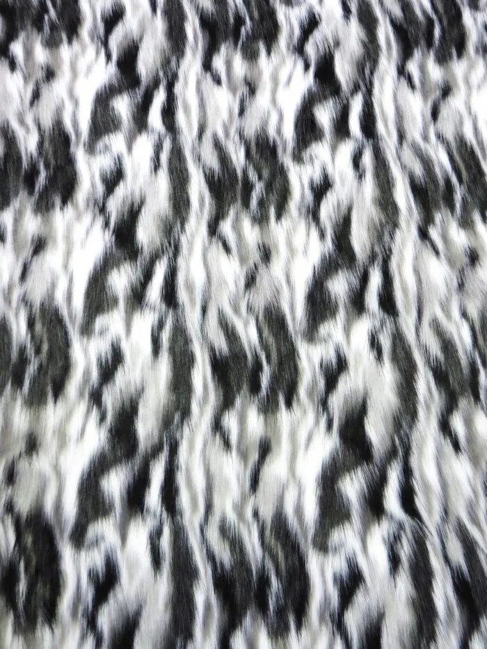 30 Yard Roll of Black, Gray, White Sunset Multi-Color Faux Fur Fabric