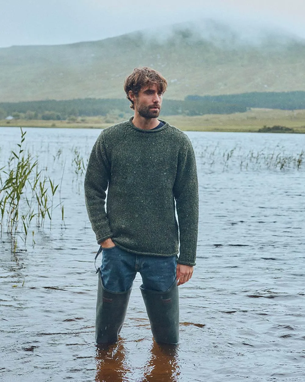 Aran Donegal Wool Crew Neck Sweater