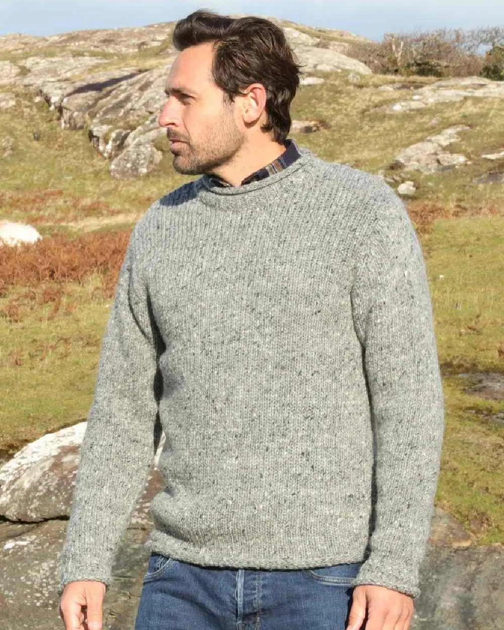 Aran Donegal Wool Crew Neck Sweater