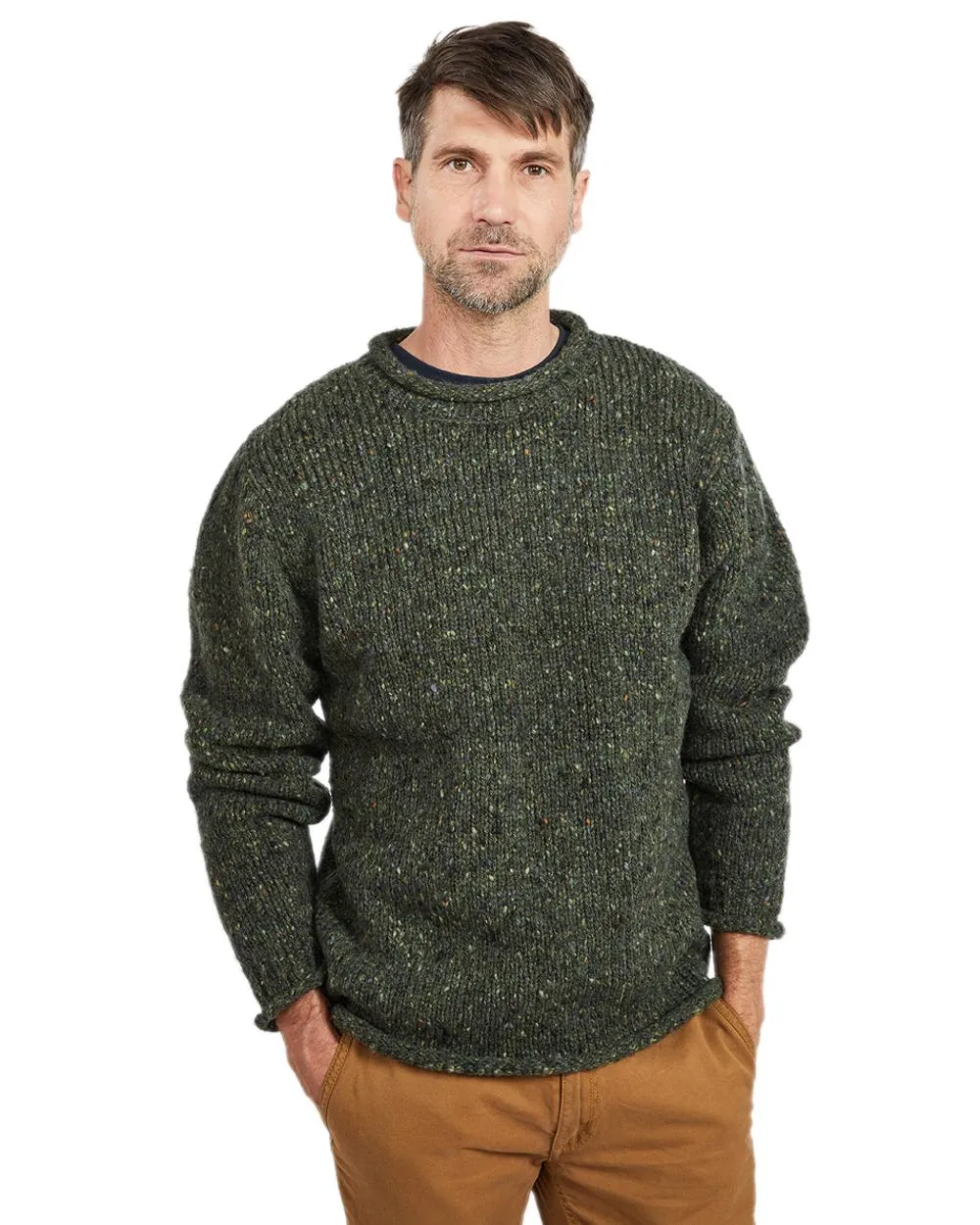 Aran Donegal Wool Crew Neck Sweater