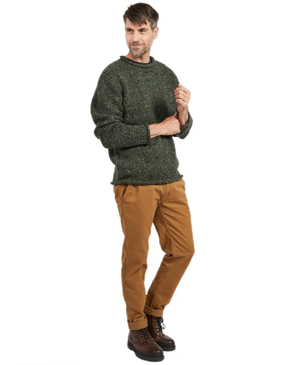 Aran Donegal Wool Crew Neck Sweater