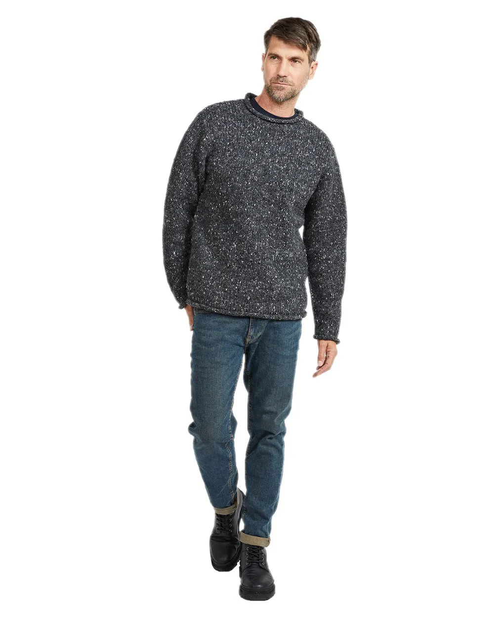 Aran Donegal Wool Crew Neck Sweater