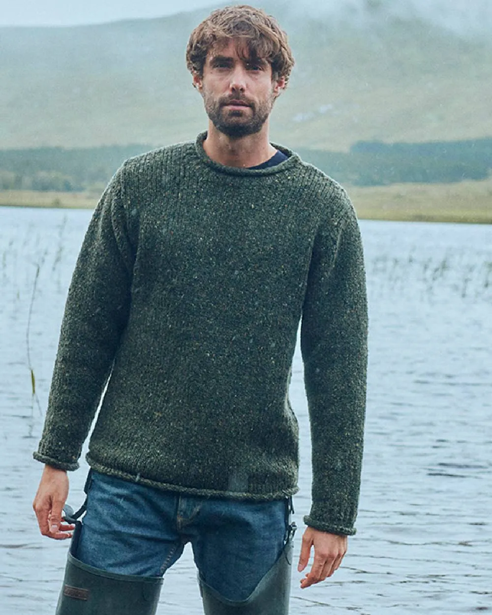 Aran Donegal Wool Crew Neck Sweater