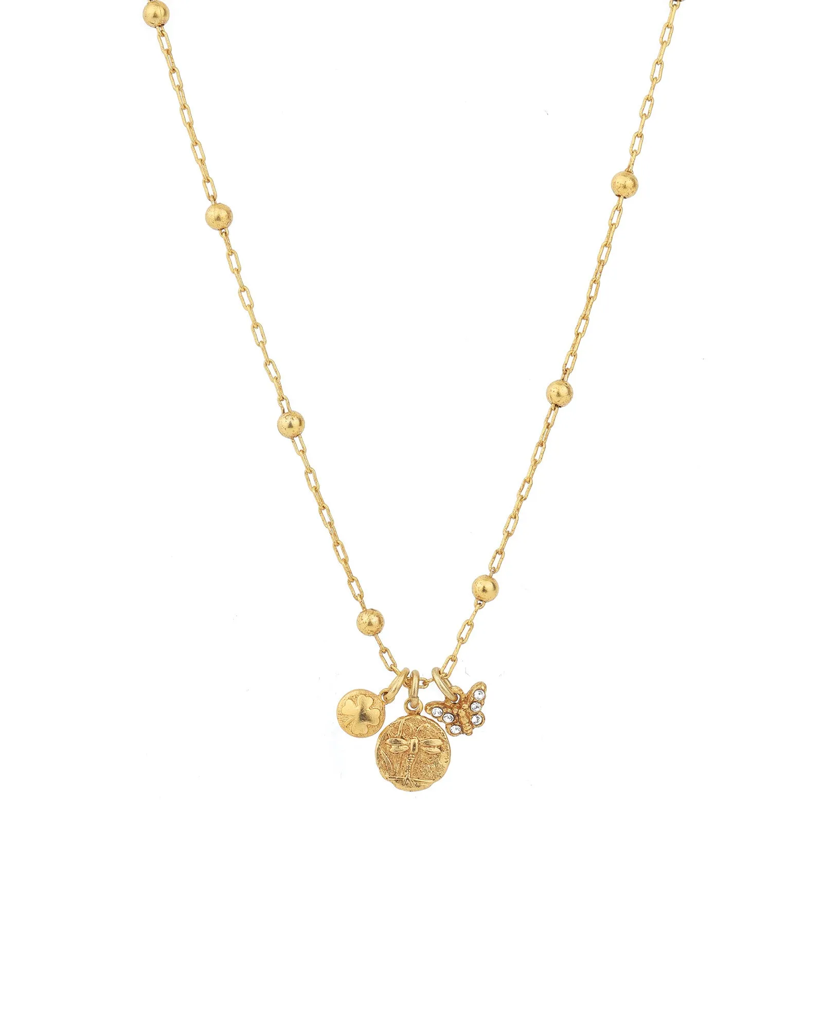 Bee Clover Charm Necklace