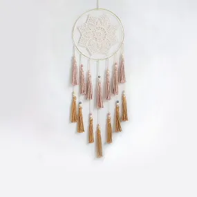 Beige Bohemian Style Round Cotton Woven Wall Hangings