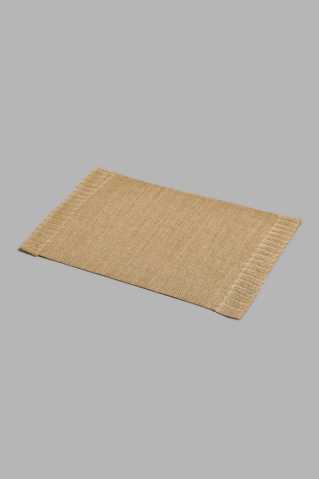 Beige Rectangle Placemat With Fringes