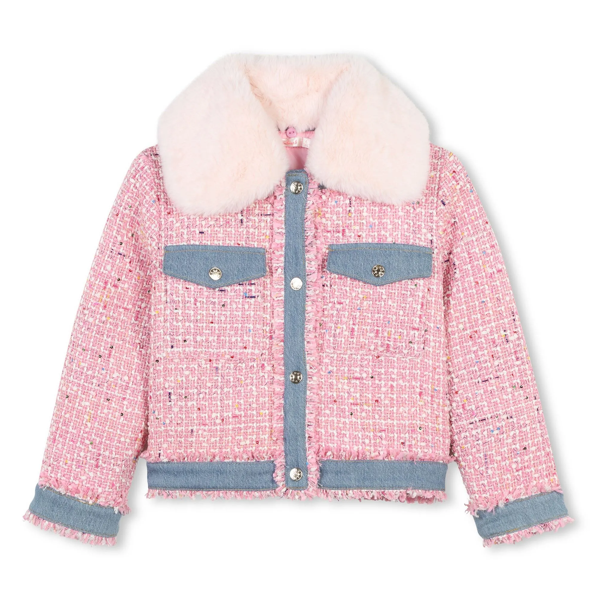 Billieblush Girls Pink Tweed Jacket