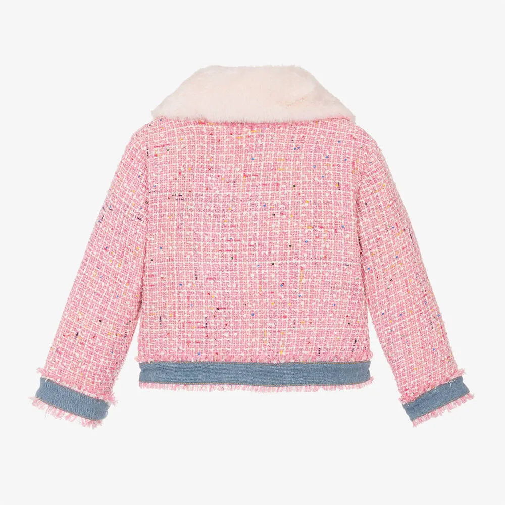 Billieblush Girls Pink Tweed Jacket