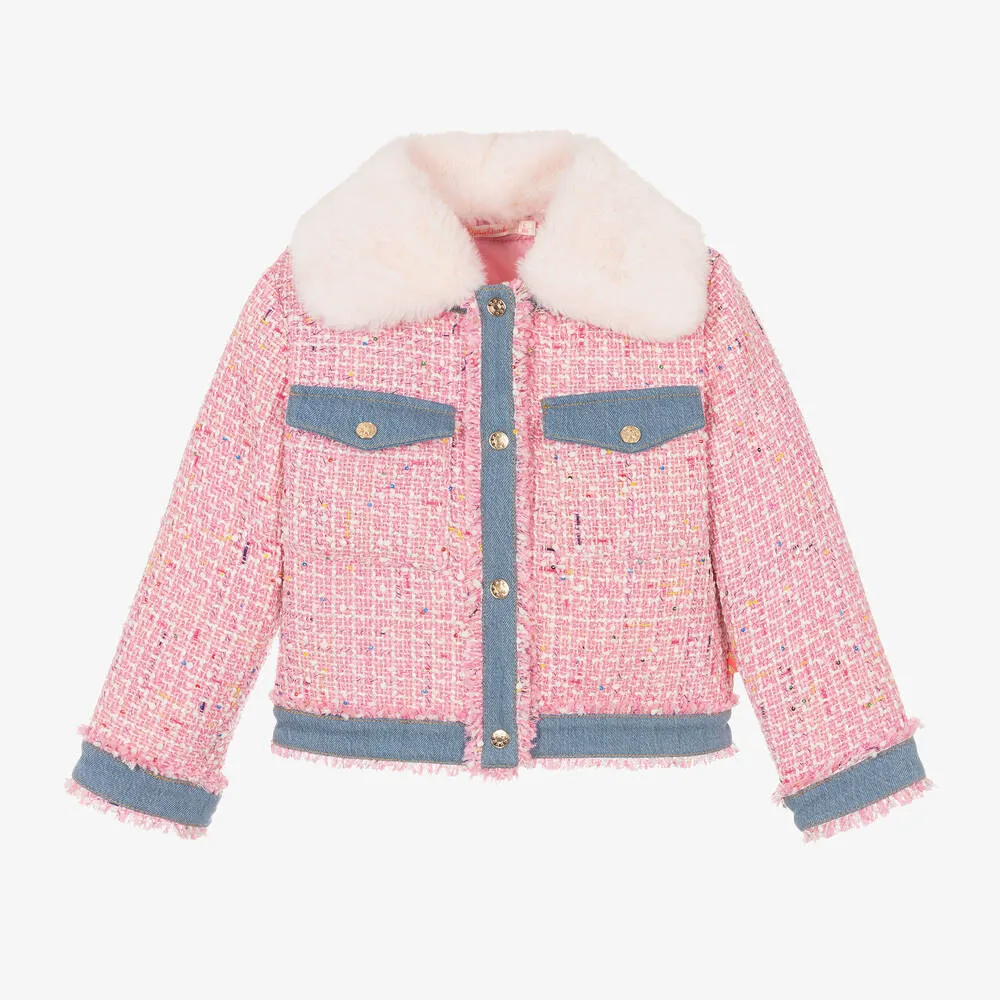 Billieblush Girls Pink Tweed Jacket