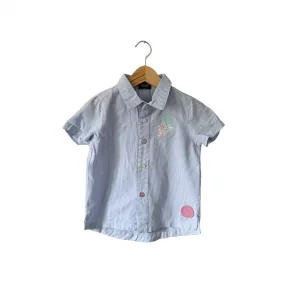 Birdz / Blue x white stripe shirt / 2Y