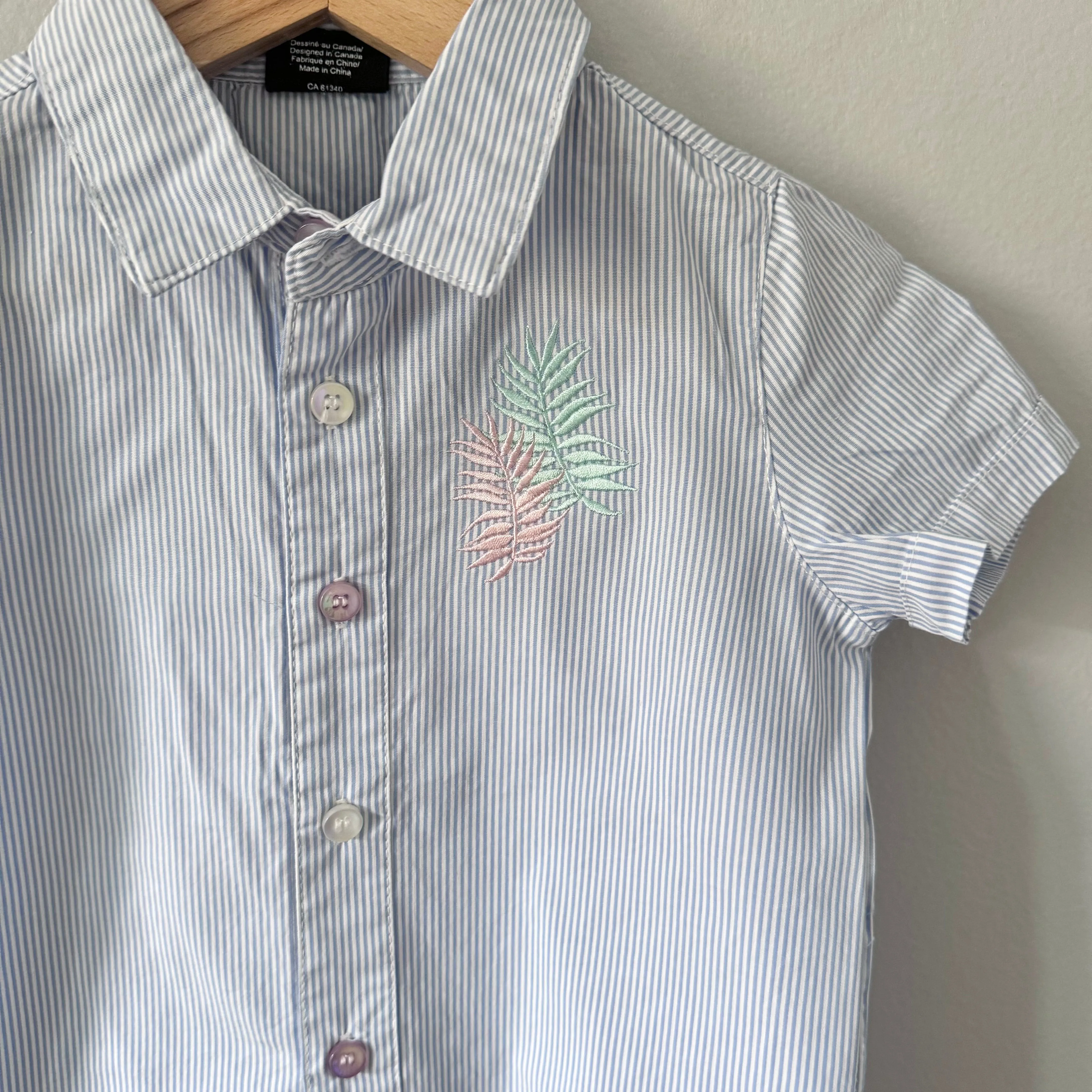 Birdz / Blue x white stripe shirt / 2Y