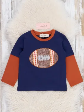 Blue & Bronze Embroidered Football Shirt