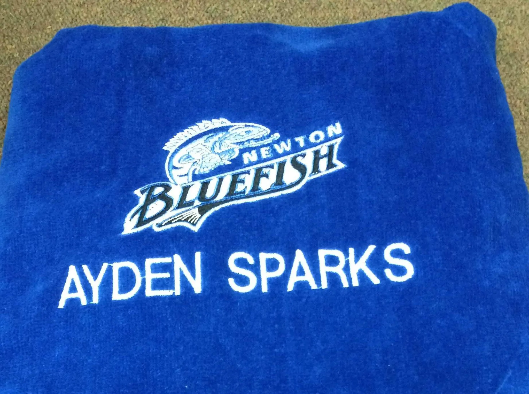 Blue Fish Embroidered Towel