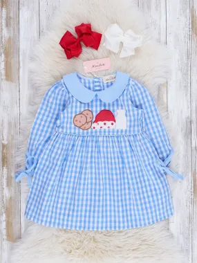 Blue Milk & Cookies Embroidered Gingham Dress