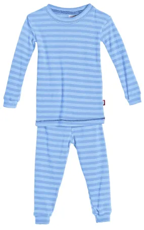 Boys and Girls Striped Pajama Set | Bright Light Blue