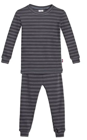 Boys and Girls Striped Pajama Set | Charcoal Gray