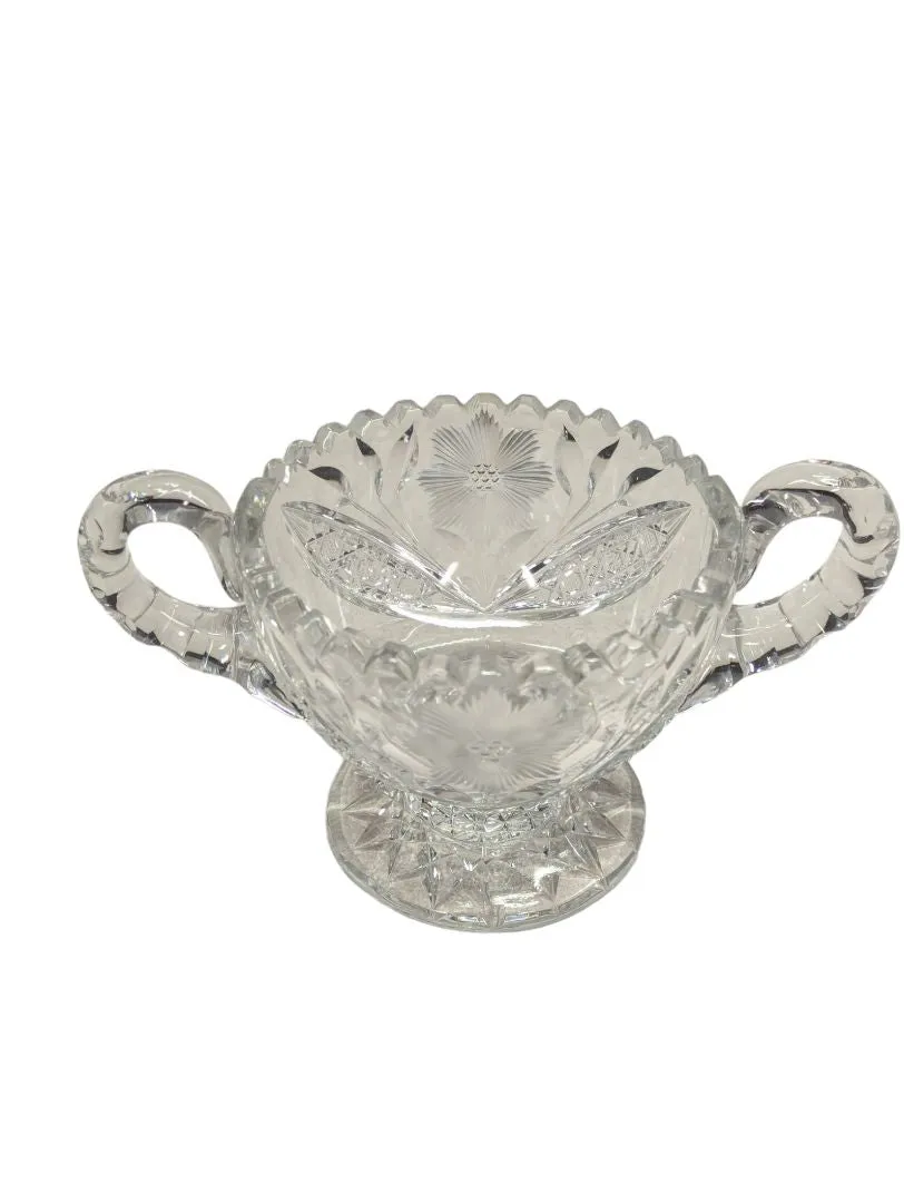 Brilliant cut crystal sugar bowl & cream pitcher