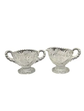 Brilliant cut crystal sugar bowl & cream pitcher