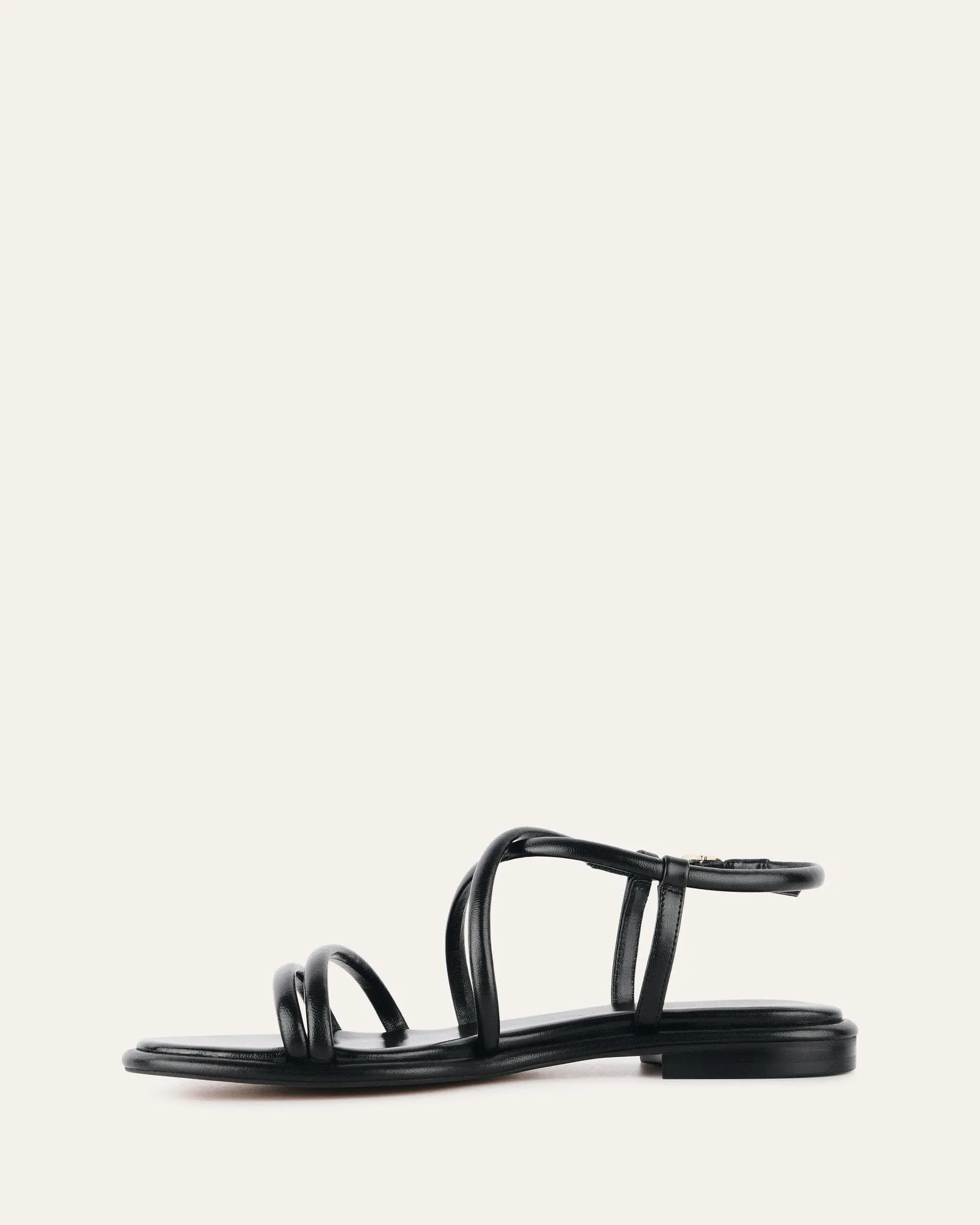 CATALINA FLAT SANDALS BLACK LEATHER