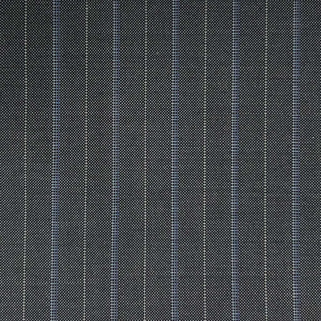 Charcoal Grey With Blue And Silver Pinstripes