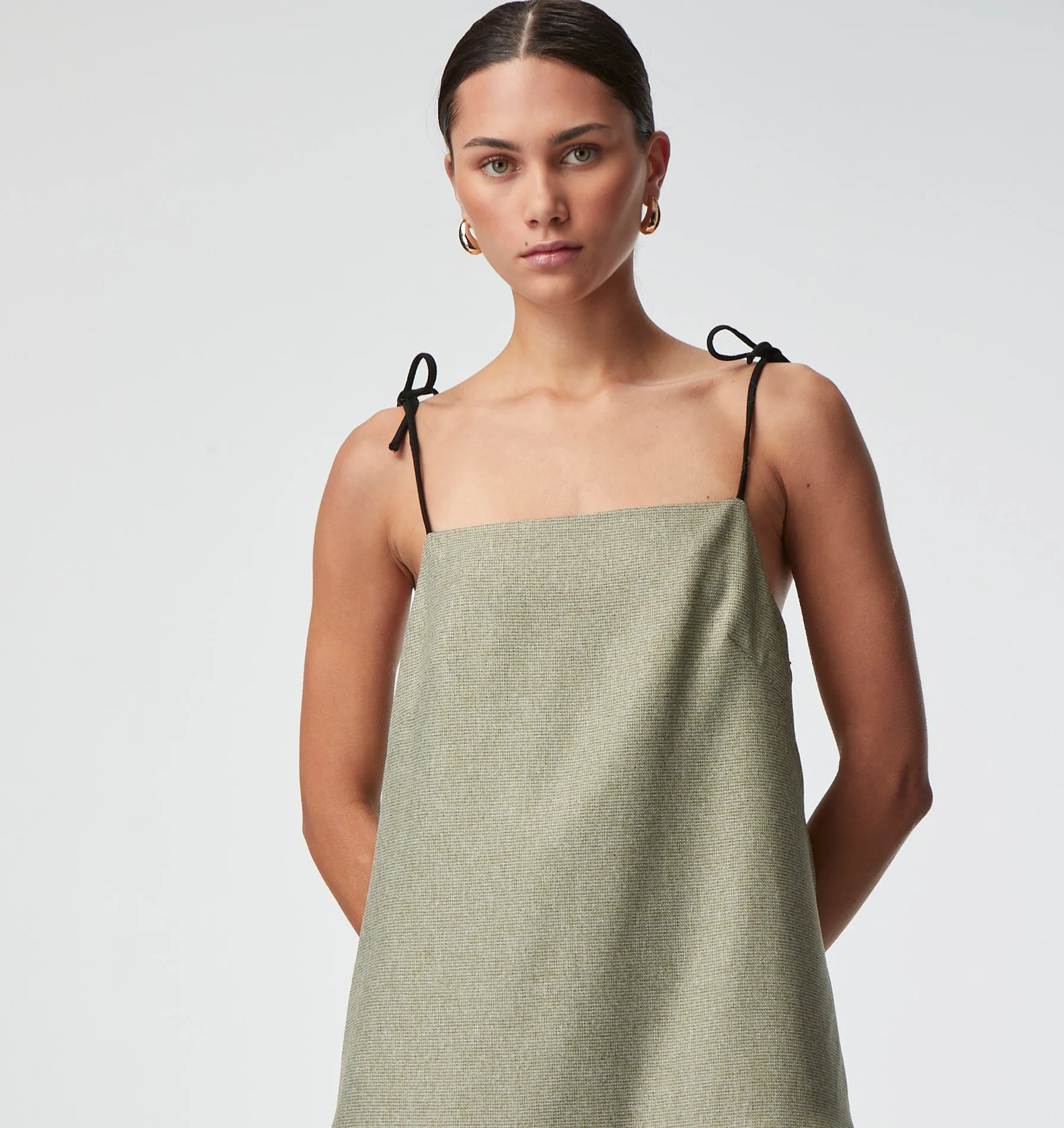 Coco Tie Dress - Green Houndstooth