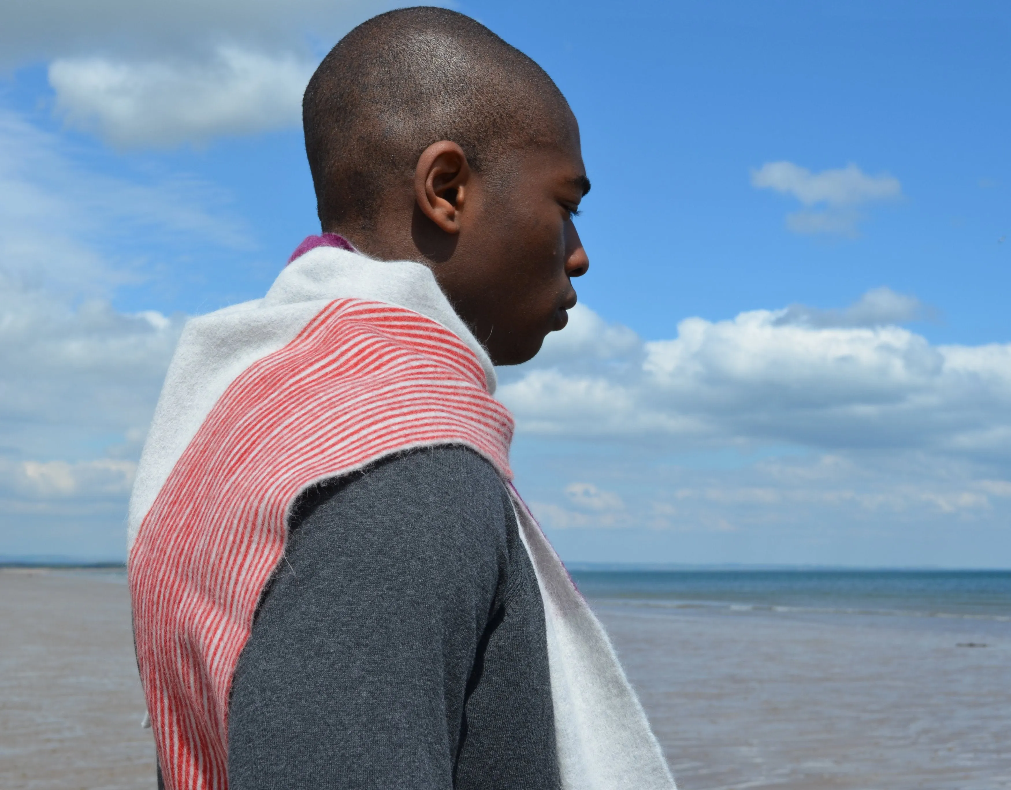 Colour Block hand printed Angora Wool scarf - Staffa 6 menswear