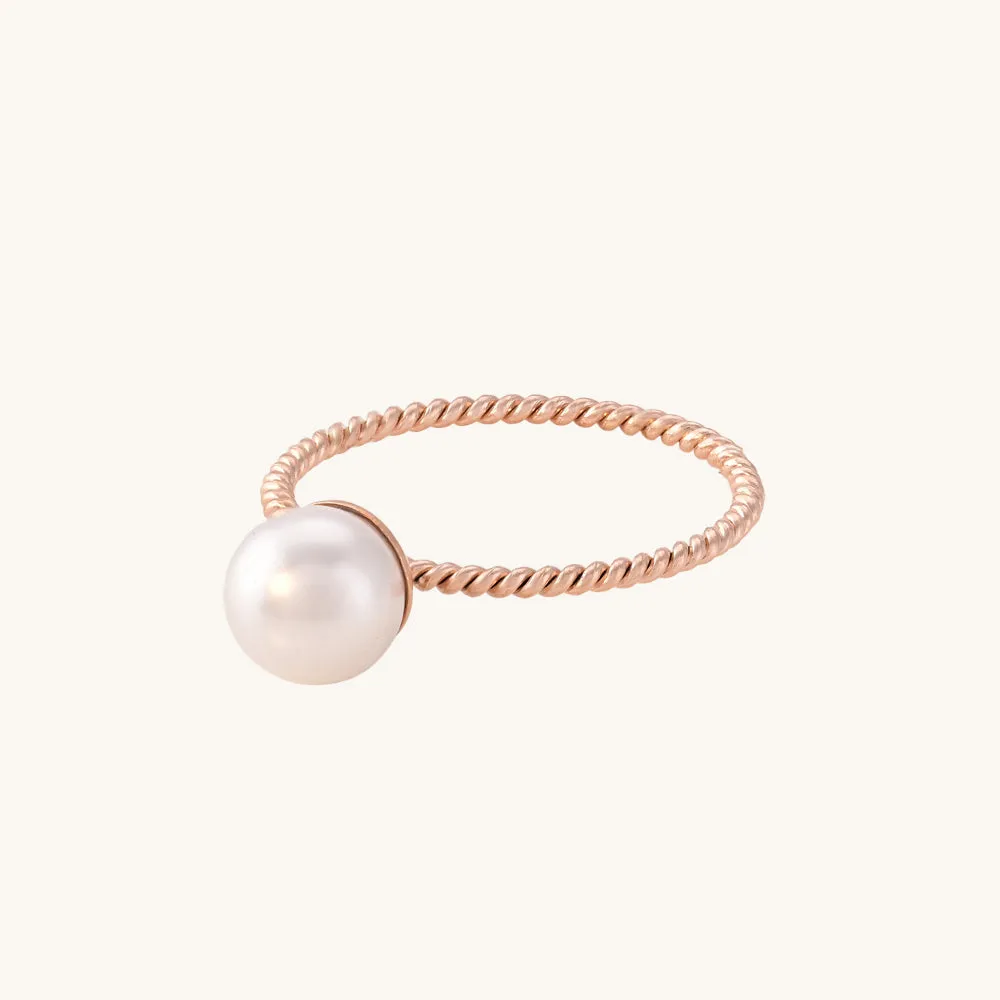 Dainty Pearl Ring- 18k Rose Gold Plated