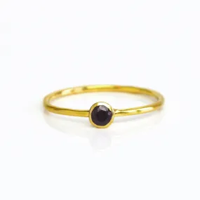 Dainty Stackable Black Onyx Ring : Alternative December Birthstone