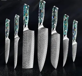 Damascus Steel knife Set 1-5 PCS