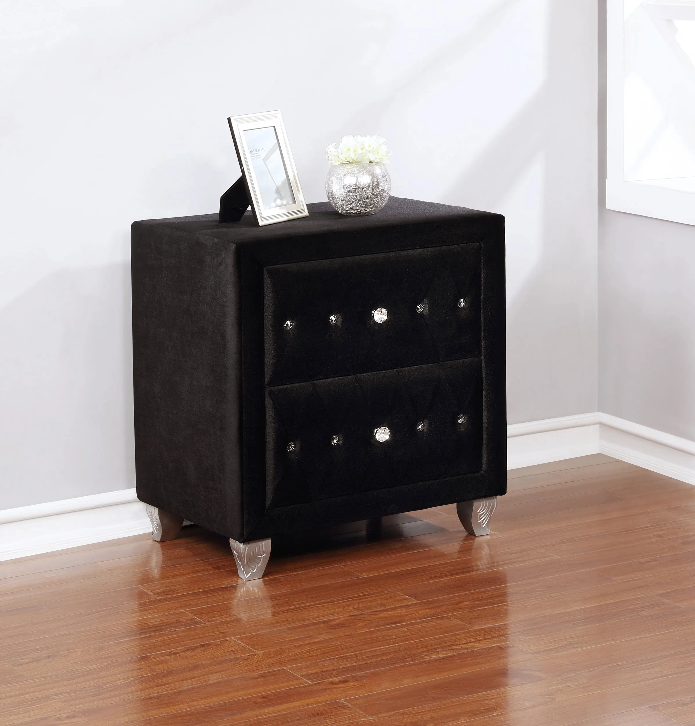 Dhabdhabewadi Black Velvet Night Stand