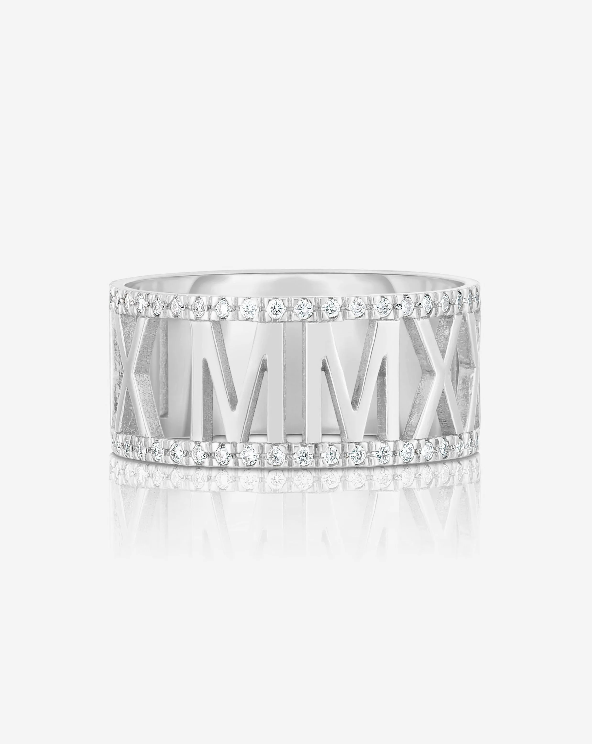 Diamond Roman Numeral Personalized Ring