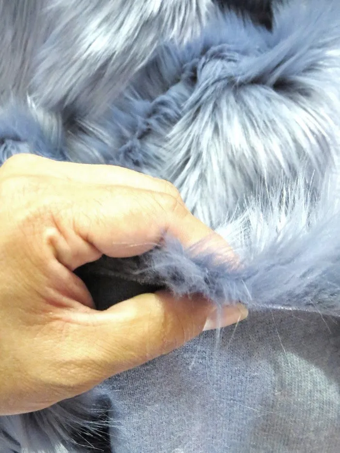 Electric Blue Solid Shaggy Long Pile Faux Fur Fabric / Sold by The Yard (Closeout)