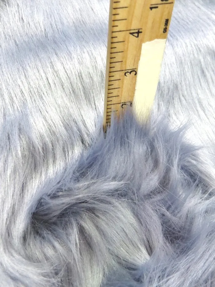 Electric Blue Solid Shaggy Long Pile Faux Fur Fabric / Sold by The Yard (Closeout)