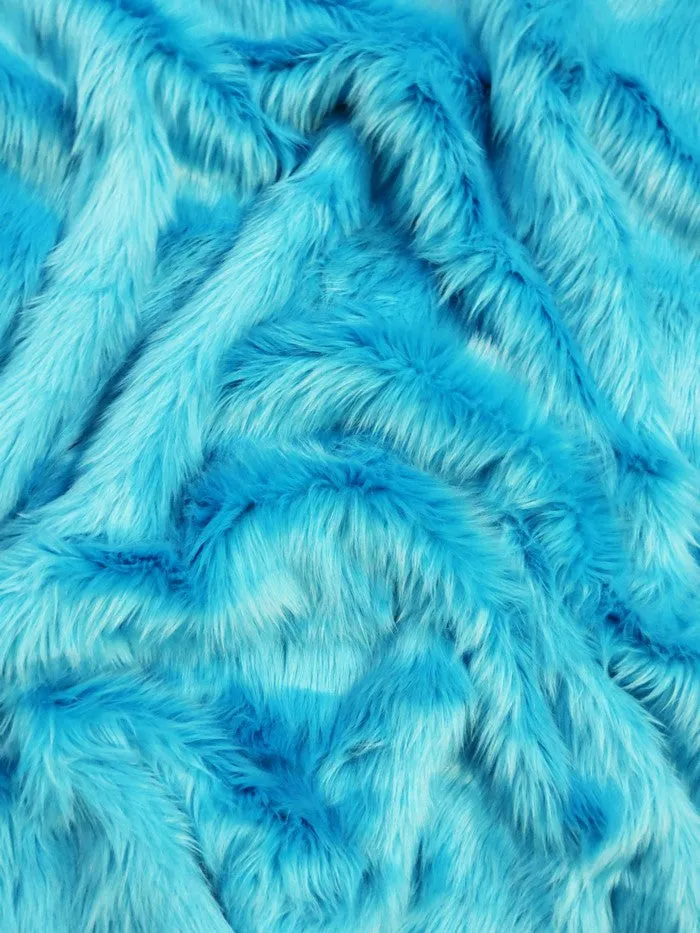 Electric Blue Solid Shaggy Long Pile Faux Fur Fabric / Sold by The Yard (Closeout)