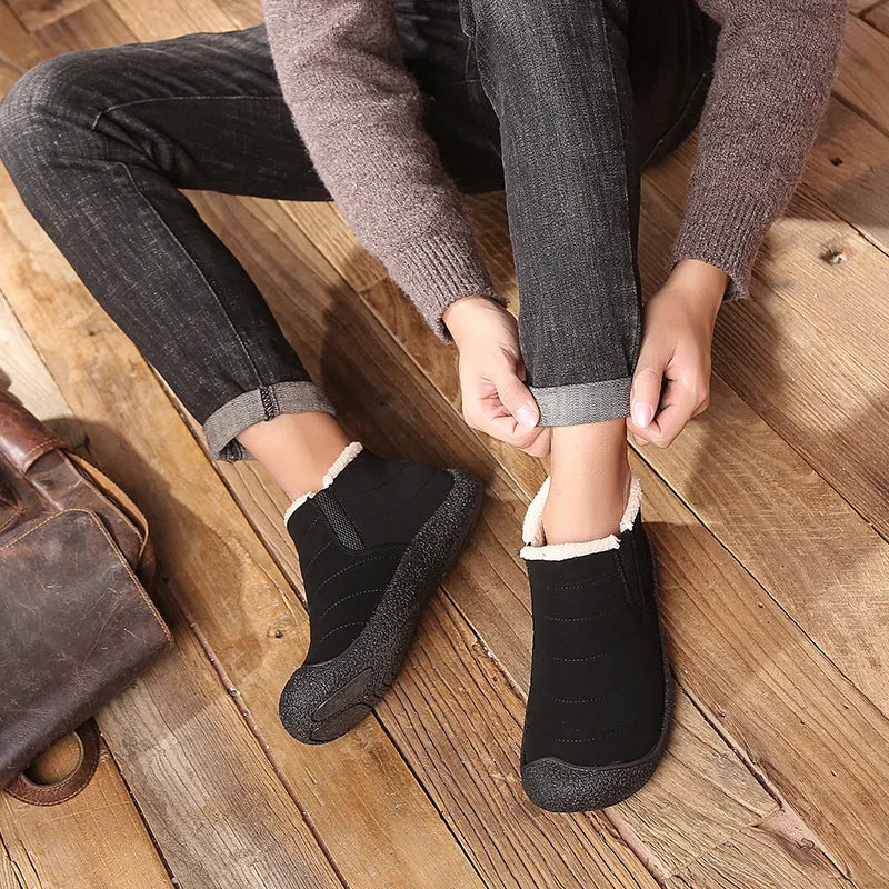 elveswallet Black Non-slip sole Plush Lining Cotton Booties