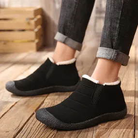 elveswallet Black Non-slip sole Plush Lining Cotton Booties