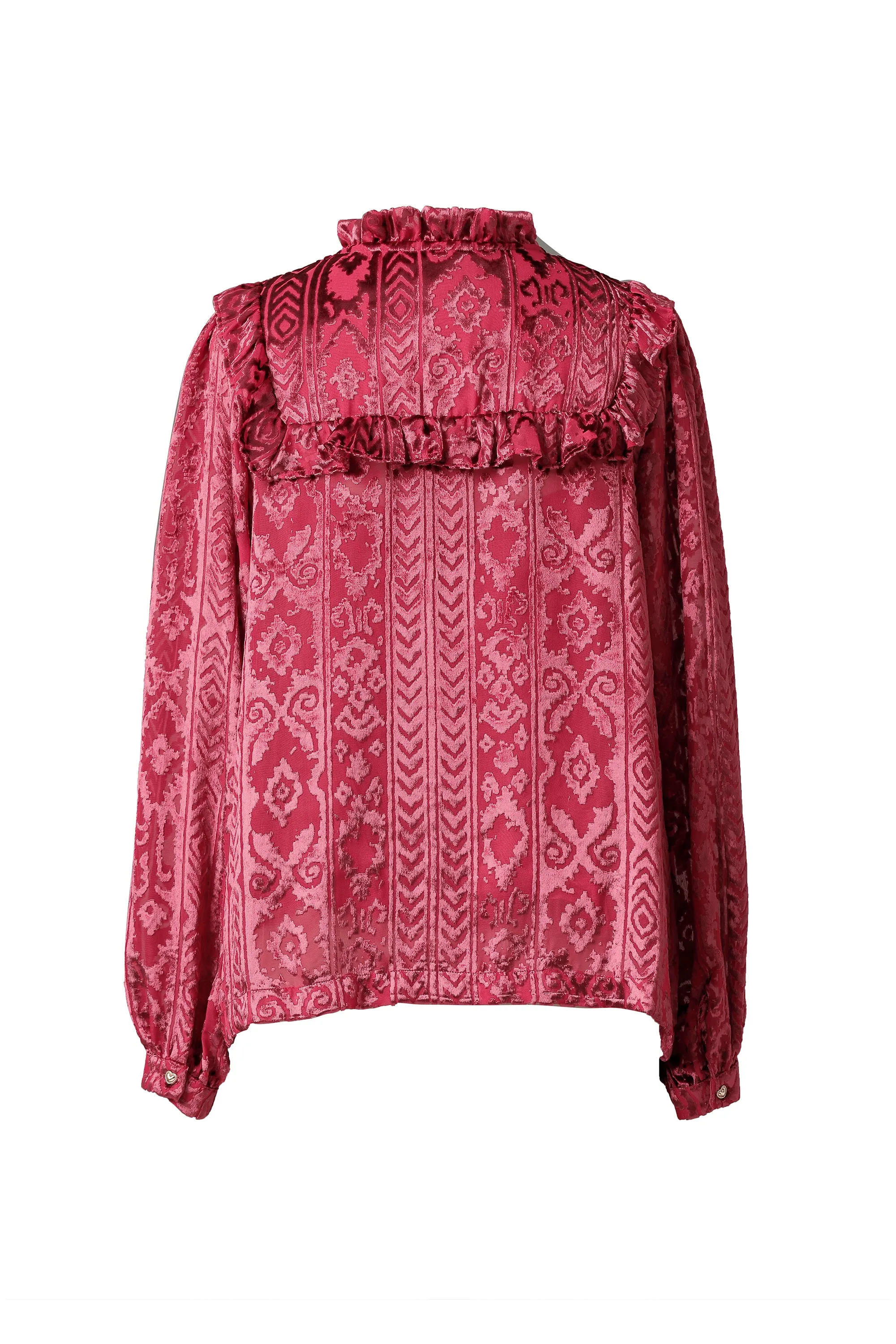 Emily Lovelock Pink Velvet Crimson Blouse