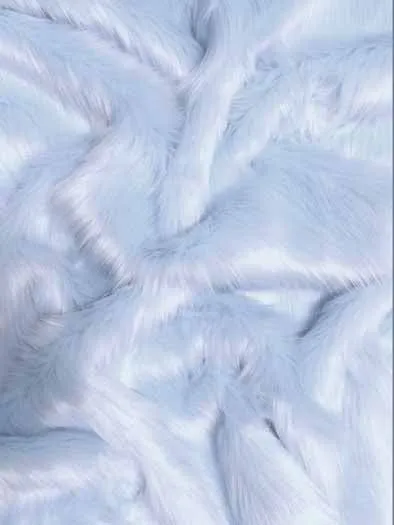 Faux Fake Fur Solid Shaggy Long Pile Fabric / Baby Blue / 15 Yard Bolt