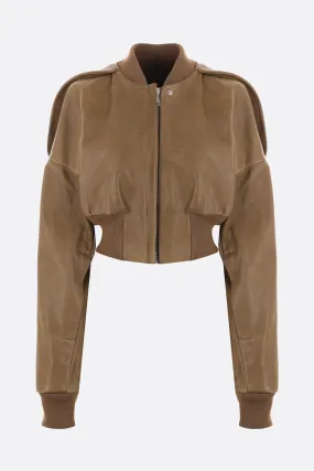 Flight leather cropped bomber jacket