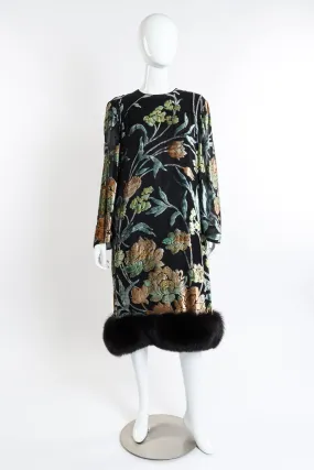 Floral Burnout Fur Trim Dress