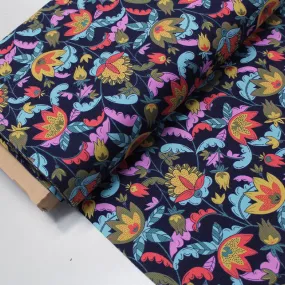 Floral Dressmaking Corduroy - Navy - Sanctuary Garden