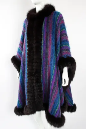 Fur Stripe Poncho Cape