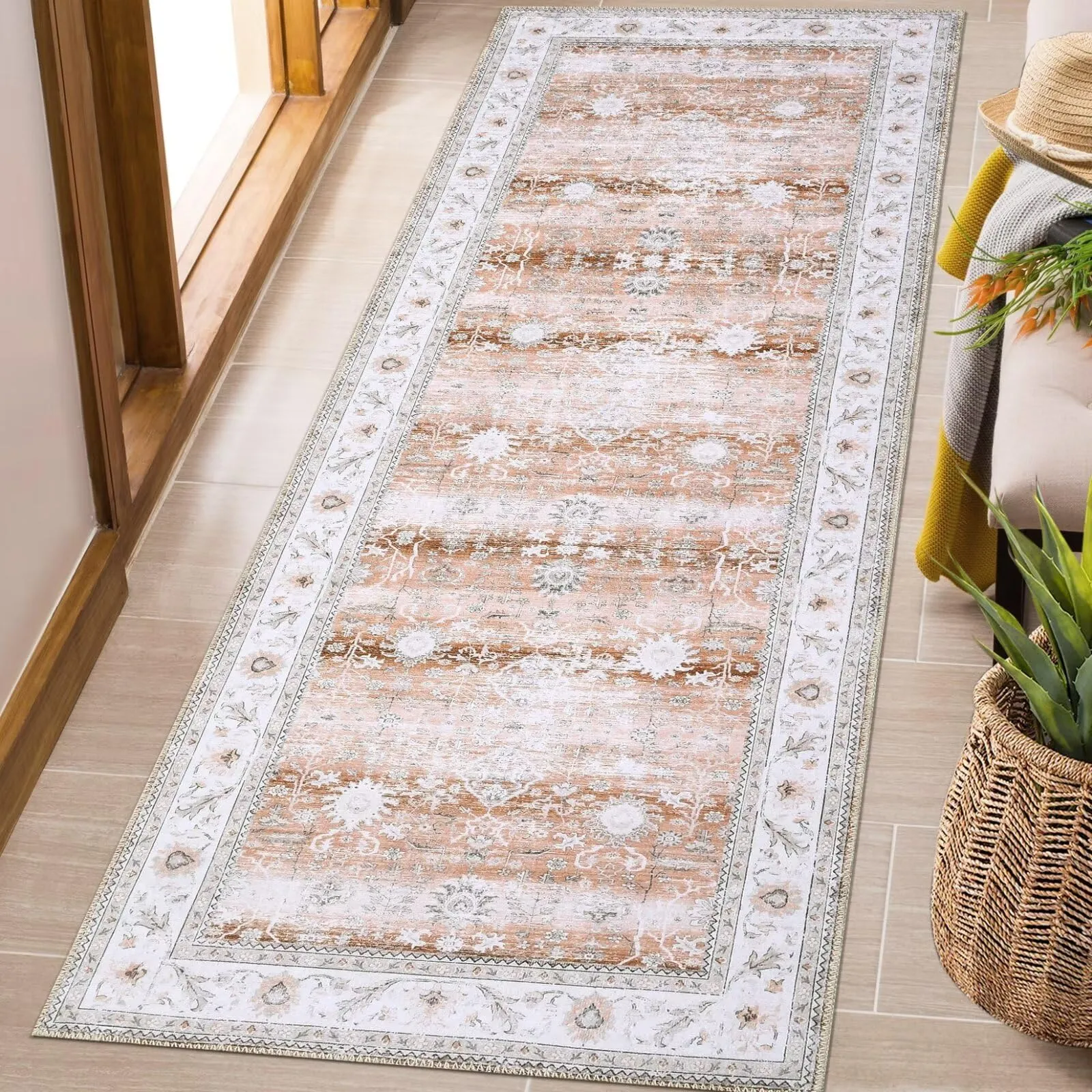 GARVEE 2x6 Runner Rugs for Living Room Bedroom Dining Room Kitchen Office Nursery Easy Care Boho Mats Indoor Floor Soft Foldable Carpet Washable Rug