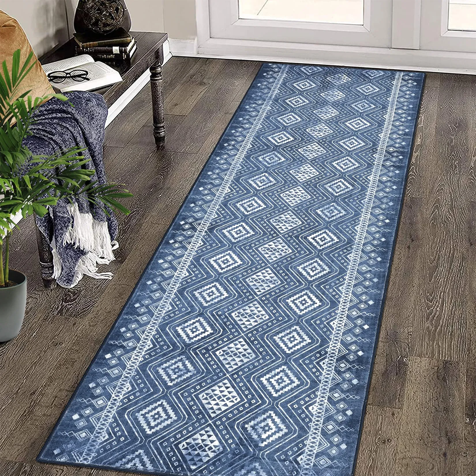 GARVEE Area Rug 2x3 Distressed Small Entryway Rug Washable Rugs Doormat Bohemian Faux Wool Non-Slip Washable Low-Pile Floor Carpet for Indoor Front Entrance Kitchen Bathroom Taupe 2'x3'