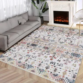 GARVEE Bohemian 5x7 Area Rugs for Living Room Non Slip Rugs Geometric Abstract Area Rug Low Pile Floor Carpet Throw Rug Bedroom Decor Non Shedding Area Rugs Dining Room Nursery Room Decor, Multi